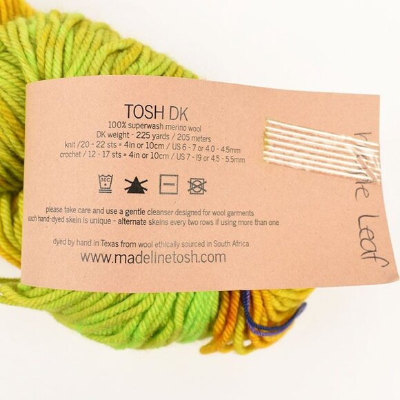 MadelineTosh Tosh DK Weight Yarn 100% Superwash Merino Wool 225 Yards Maple Leaf - Picture 3 of 3